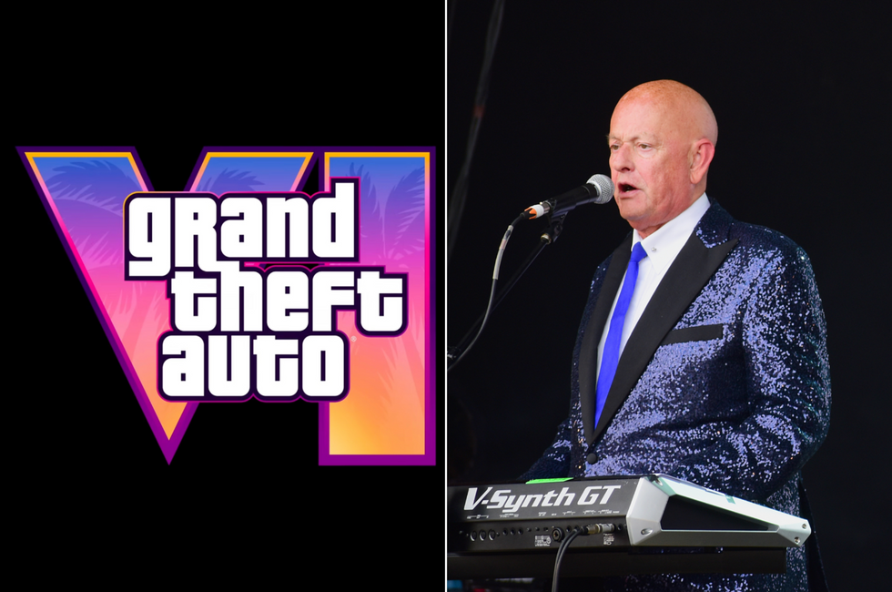 A composite image of the GTA 6 logo and Martyn Ware playing keyboard for Heaven 17