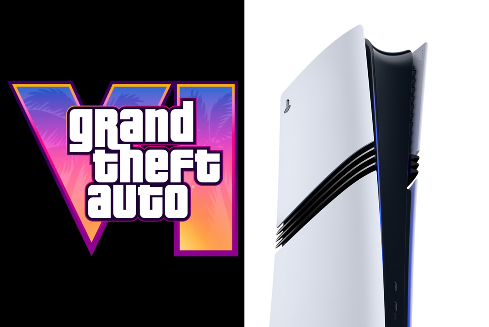 A composite image of the GTA 6 logo and the PS5 Pro