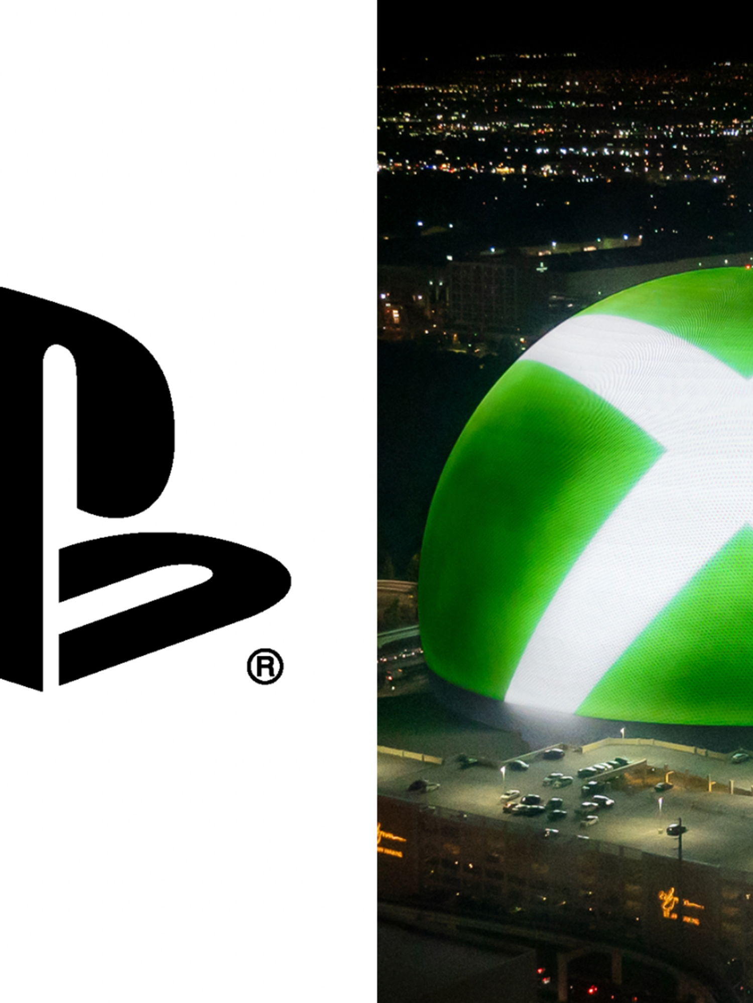 A composite image of the PlayStation and Xbox logos
