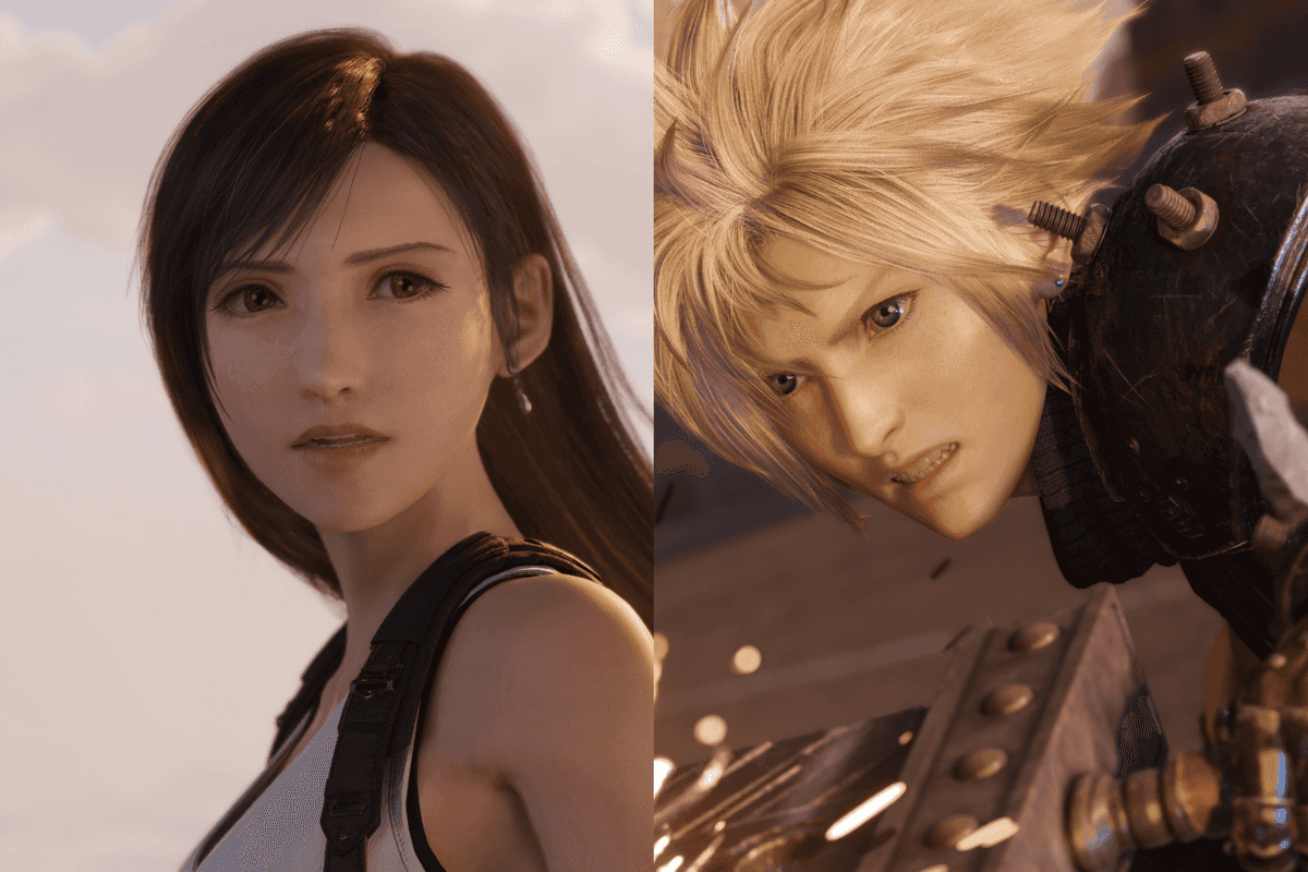 A composite image of Tifa and Cloud from Final Fantasy 7 Revelation