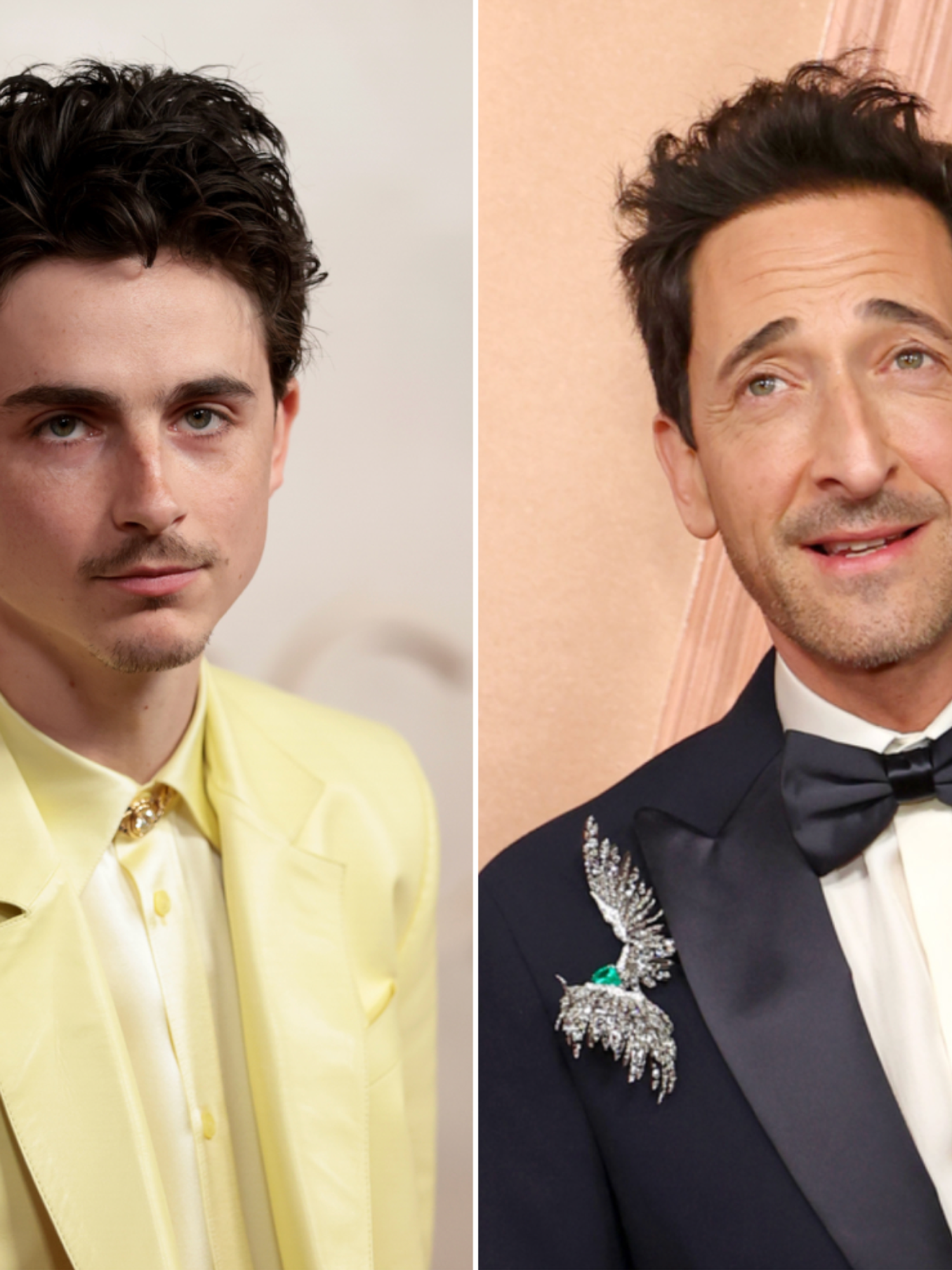 A composite image of Timothee Chalamet and Adrien Brody
