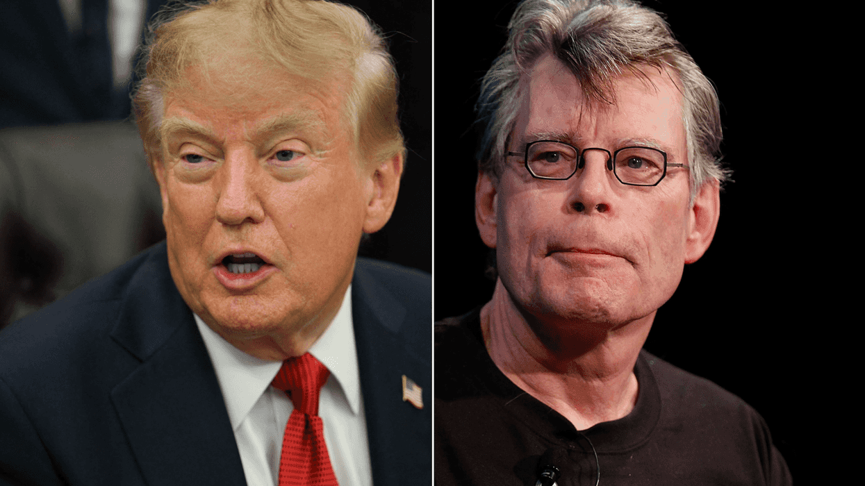 A composite image of US President Donald Trump and author Stephen King