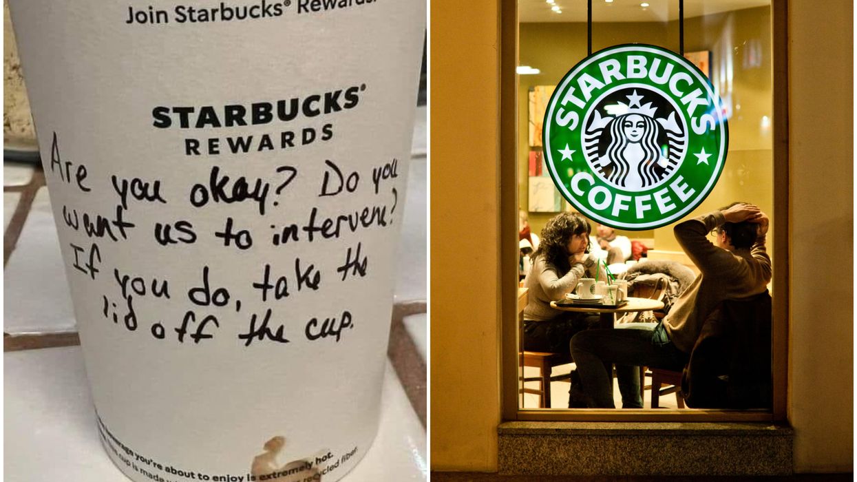 Starbucks staff's secret note to 'help' woman approached by man sparks heated debate