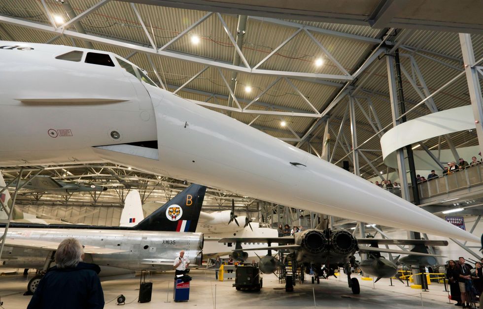 A demonstration of a Concorde's nose in the down position