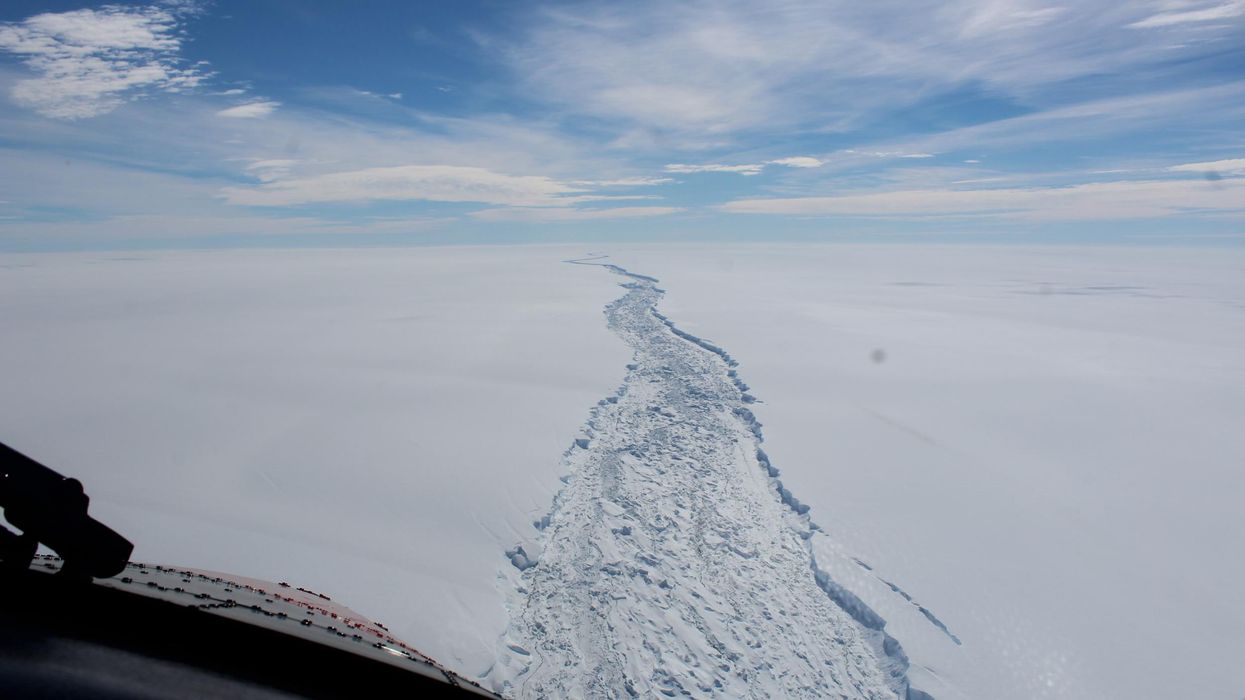 A February 2017 image of the Larsen C ice shelf in Antarctica made available by the Antarctic Survey on Wednesday 12 July 2017