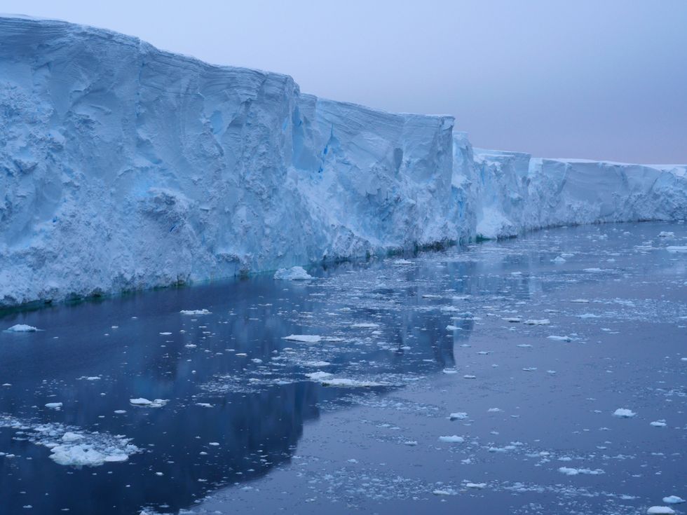 a general view of a vast area of the Antarctic Ice Sheet - Thwaites Glacier - which spans an area equal to the island of Great Britain or the US state of Florida