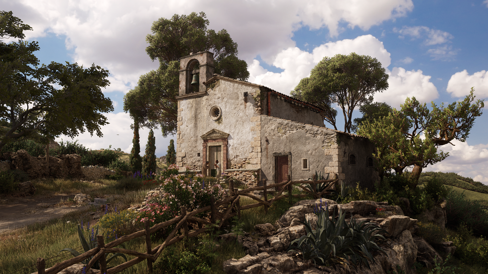 A hillside church in Mafia The Old Country