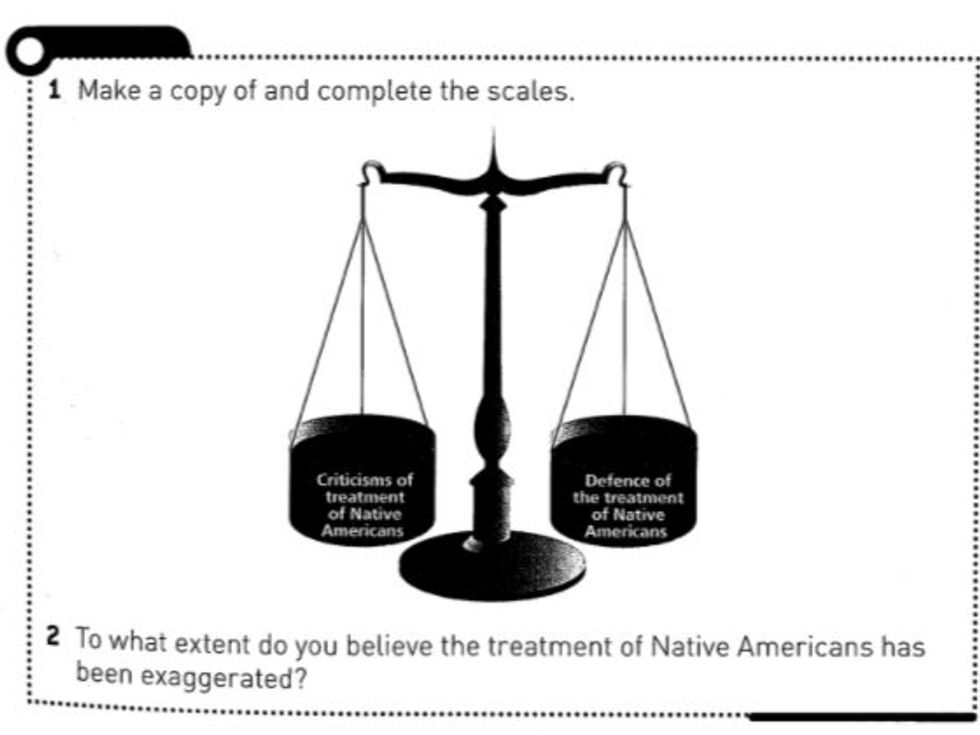<p>A history textbook has sparked outrage over a question on Native American history</p>