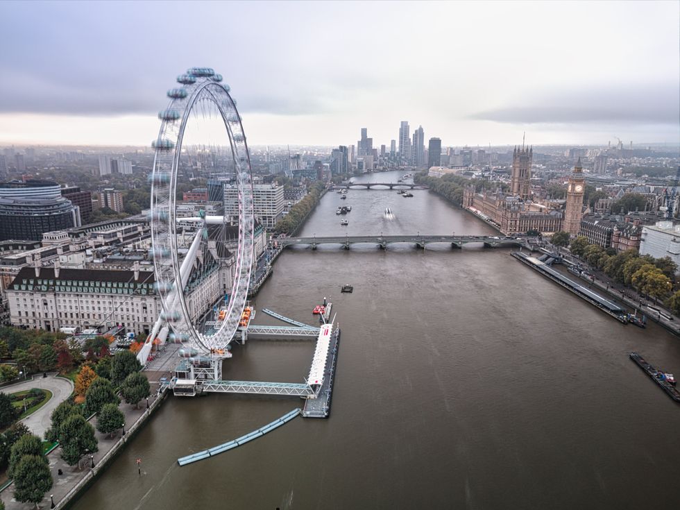 A large wheel over the River Thames