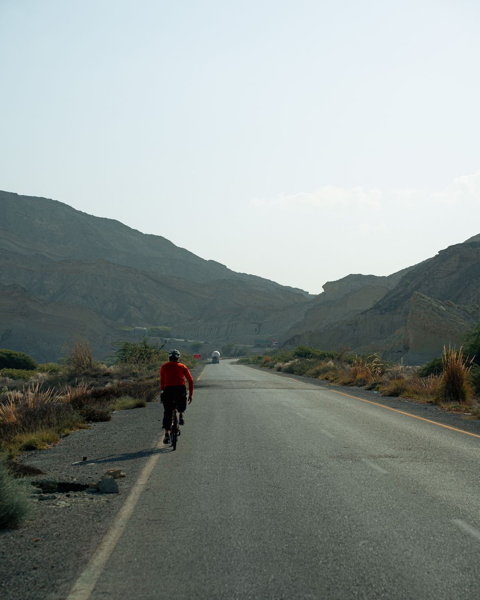 A man running on an open road