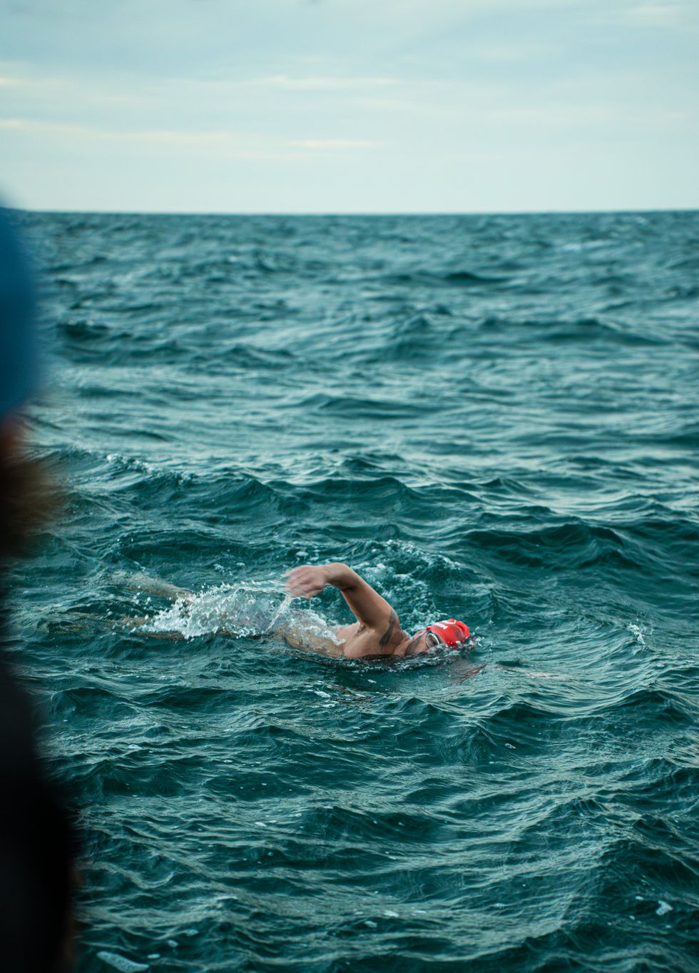 A man swimming