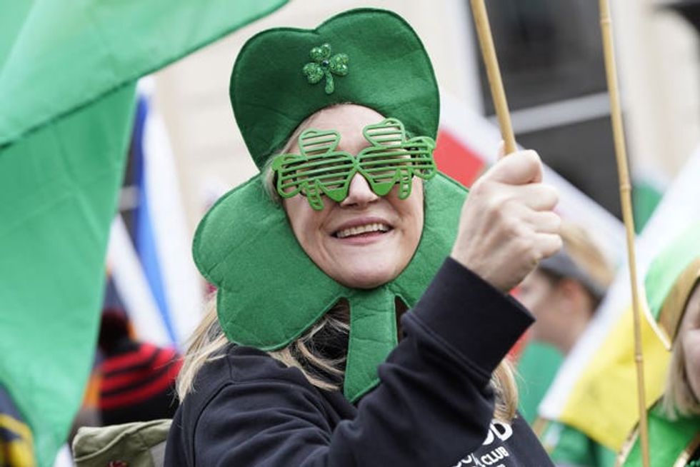 A member of the crowd at the St Patrick\u2019s Day Parade in central London