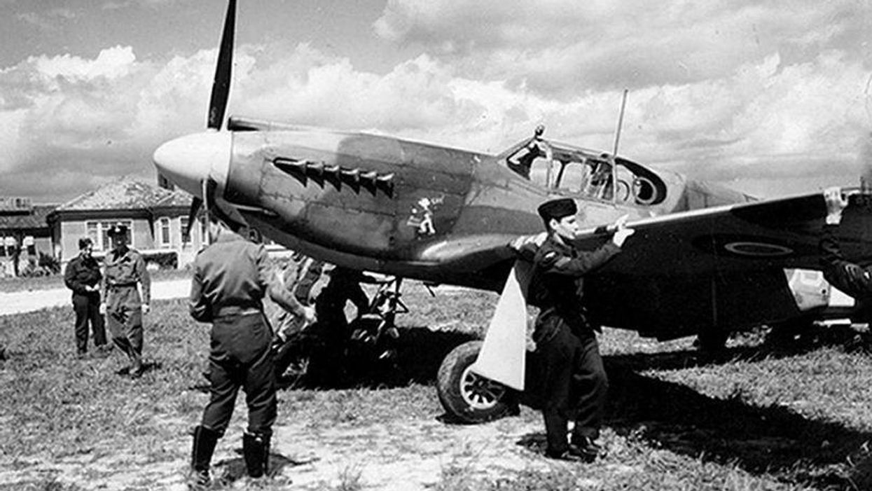A Mustang aircraft of II (Army Cooperation) Squadron being prepared for a mission over Normandy as part of Operation Overlord