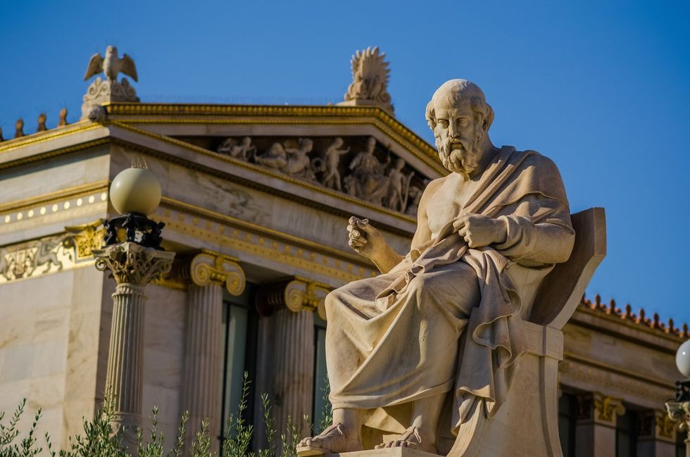 A narble statue of the ancient Greek philosopher Plato