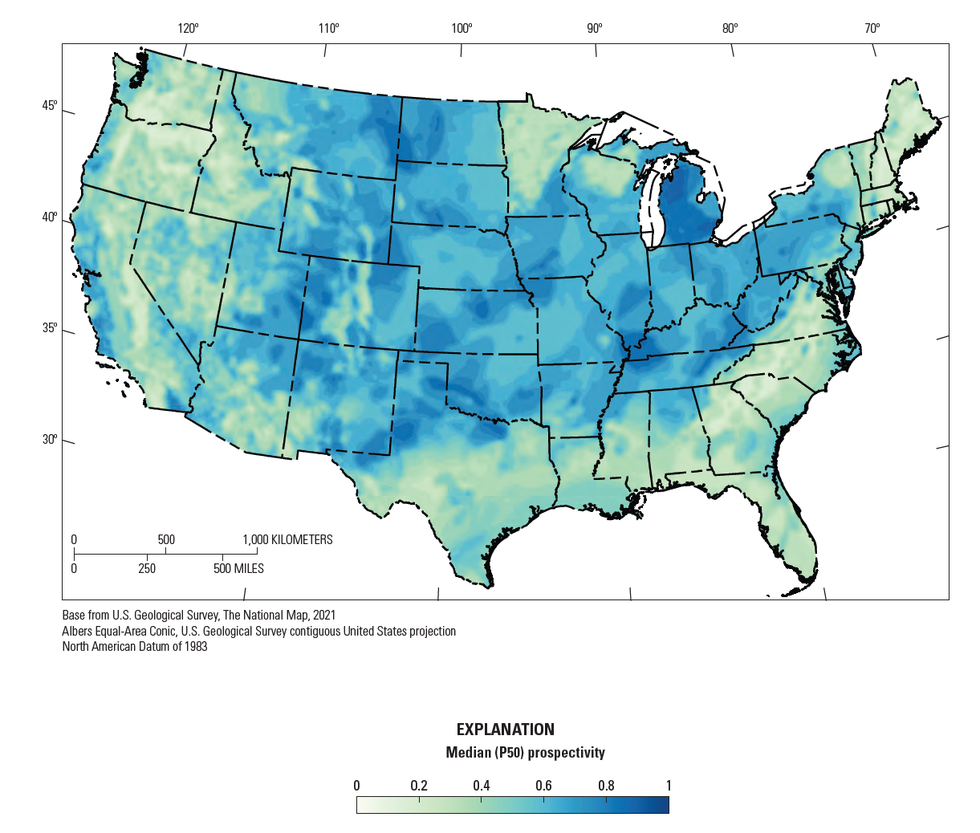 A new map shows where underneath America hydrogen is most prevalentA new map shows where underneath America hydrogen is most prevalent