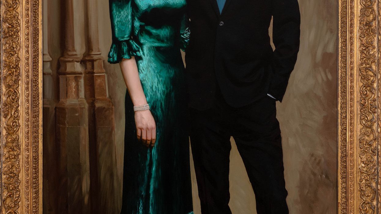 William and Kate view first official joint portrait of themselves at museum