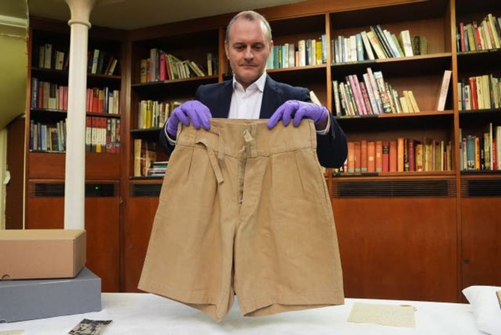 A pair of khaki shorts worn by Dame Vera on display at the Imperial War Museum