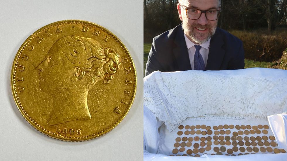 Gold coins found in pillowcases and sock raise £118k at auction