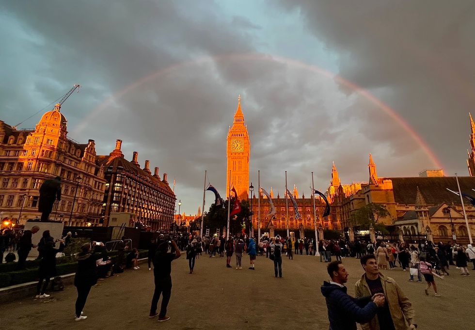 Rainbow appears over Westminster as Queen’s lying in state comes to an end
