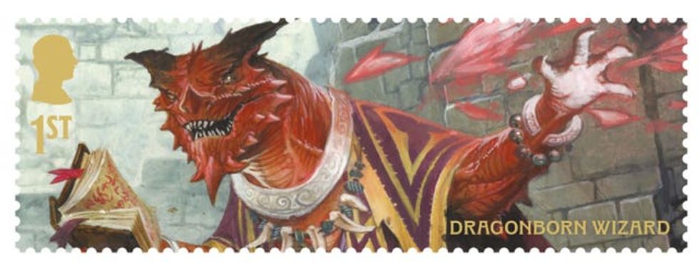 A red dragon on a first class stamp