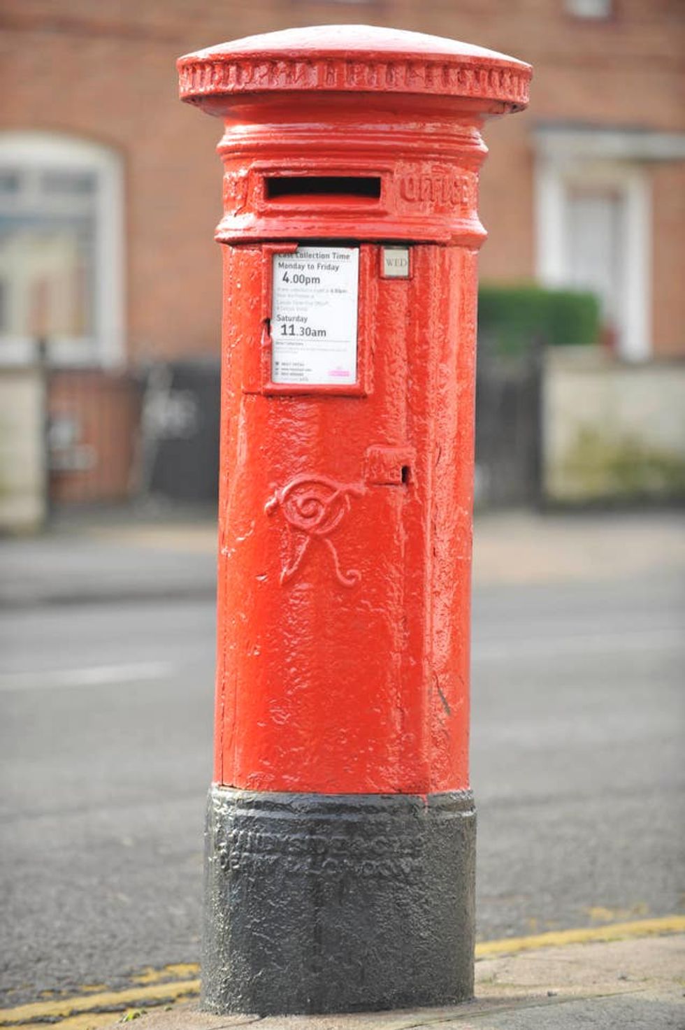 A Royal Mail post box featuring Queen Victoria's cypher