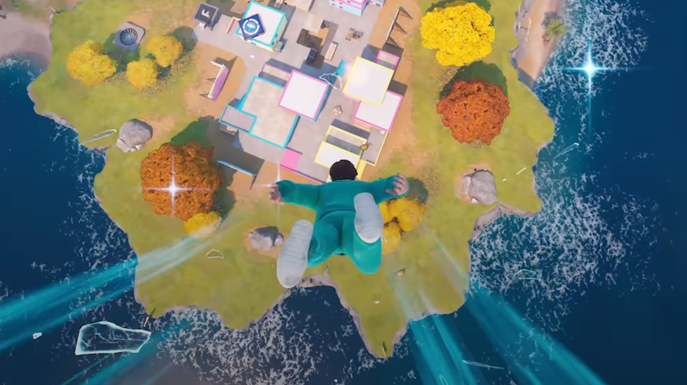 A screenshot from a Fortnite Squid Games collaboration traier