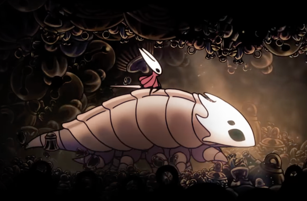 A screenshot from a gameplay trailer for Hollow Knight Silksong