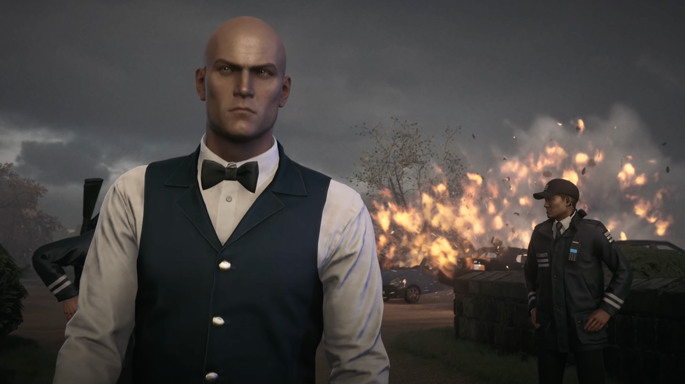 A screenshot from a Hitman 3 gameplay trailer