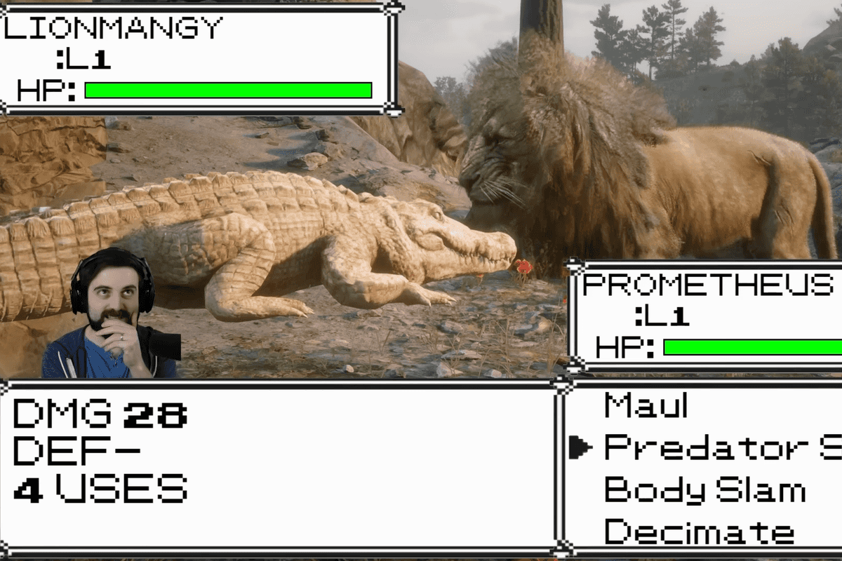 A screenshot from Blurbs' video of creating a Pokemon mod in Red Dead Redemption 2