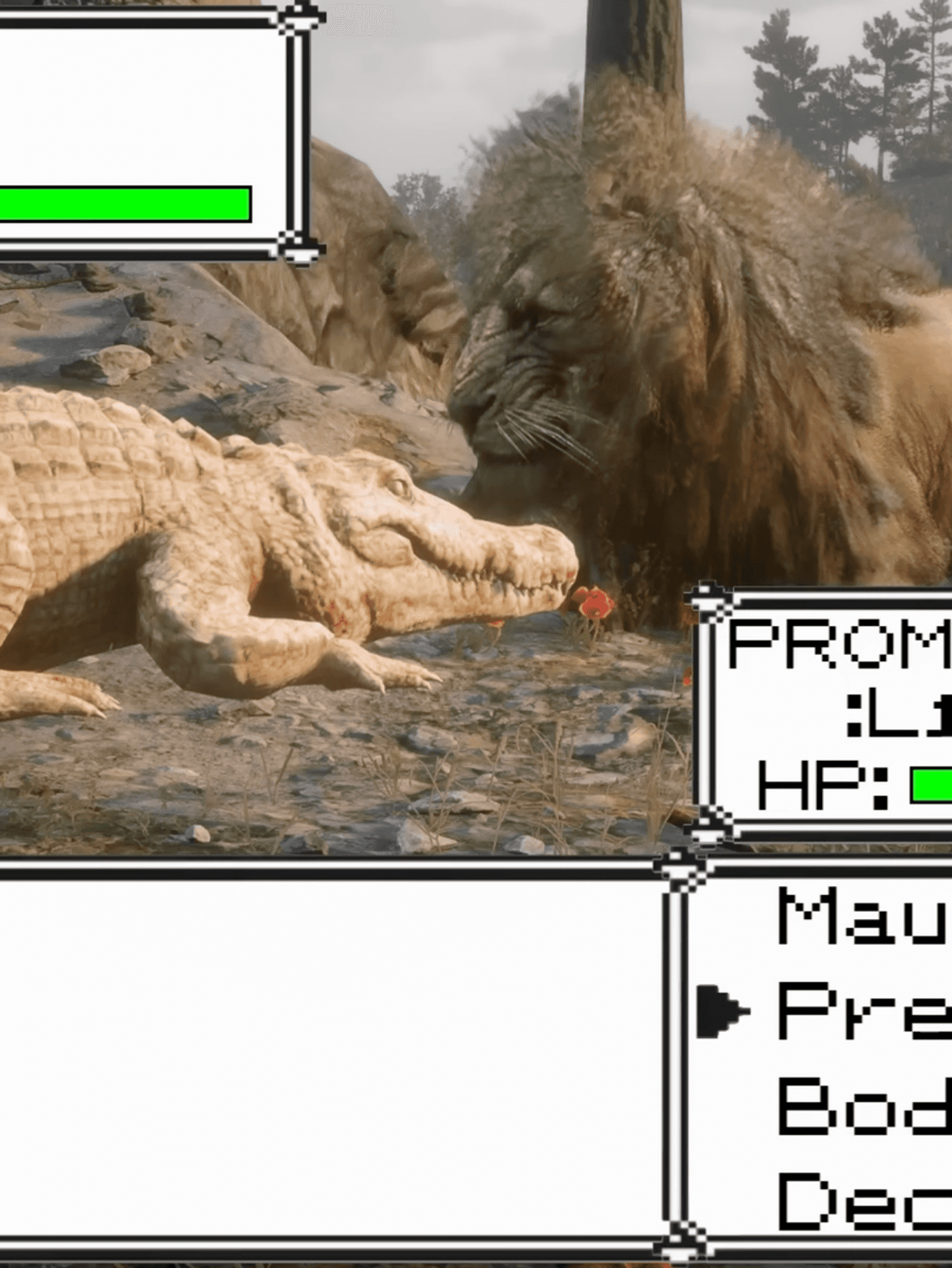 A screenshot from Blurbs' video of creating a Pokemon mod in Red Dead Redemption 2