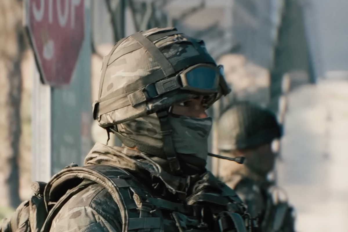 A screenshot from the Battlefield 6 Season 1 trailer cinematic
