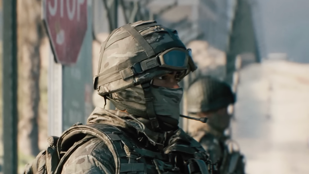 A screenshot from the Battlefield 6 Season 1 trailer cinematic