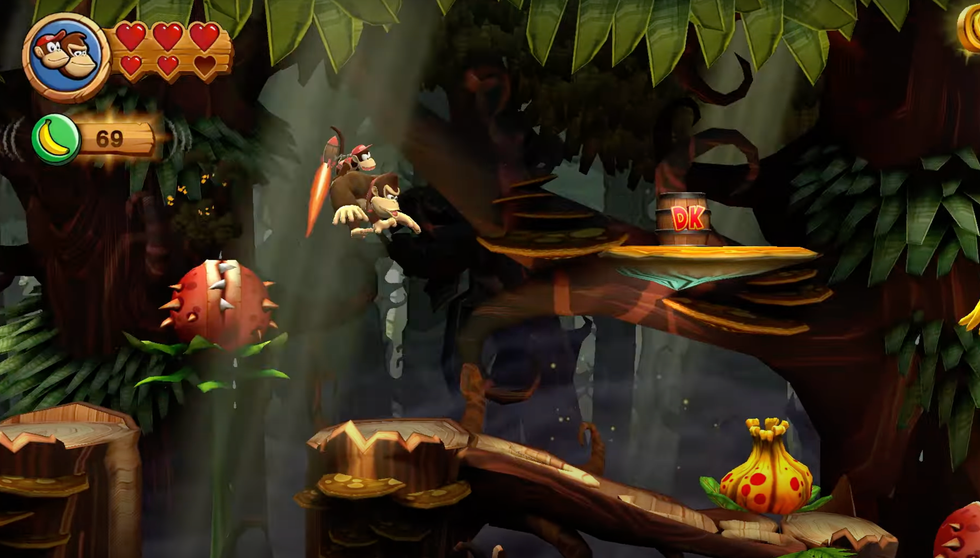 A screenshot from the Donkey Kong Country Returns HD trailer