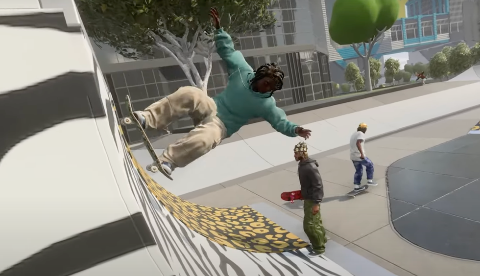 A screenshot from the latest EA playtesting trailer for Skate