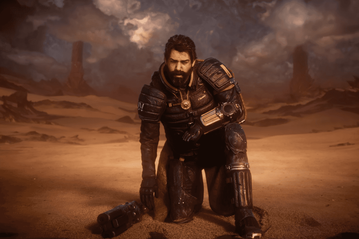 A screenshot from the Saros cinematic announce trailer