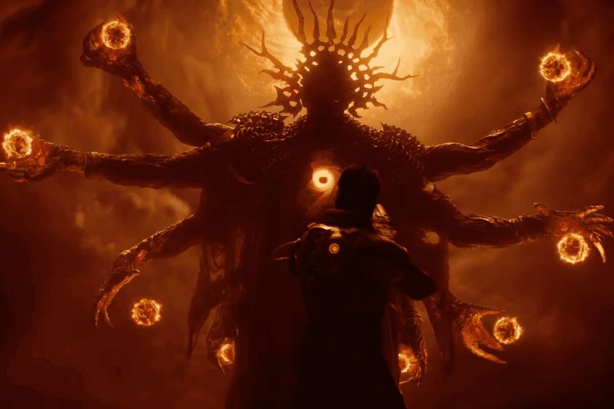 A screenshot from the Saros overview trailer