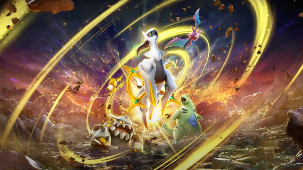 A screenshot from the Triumphant Light booster pack Pokemon TCG Pocket trailer