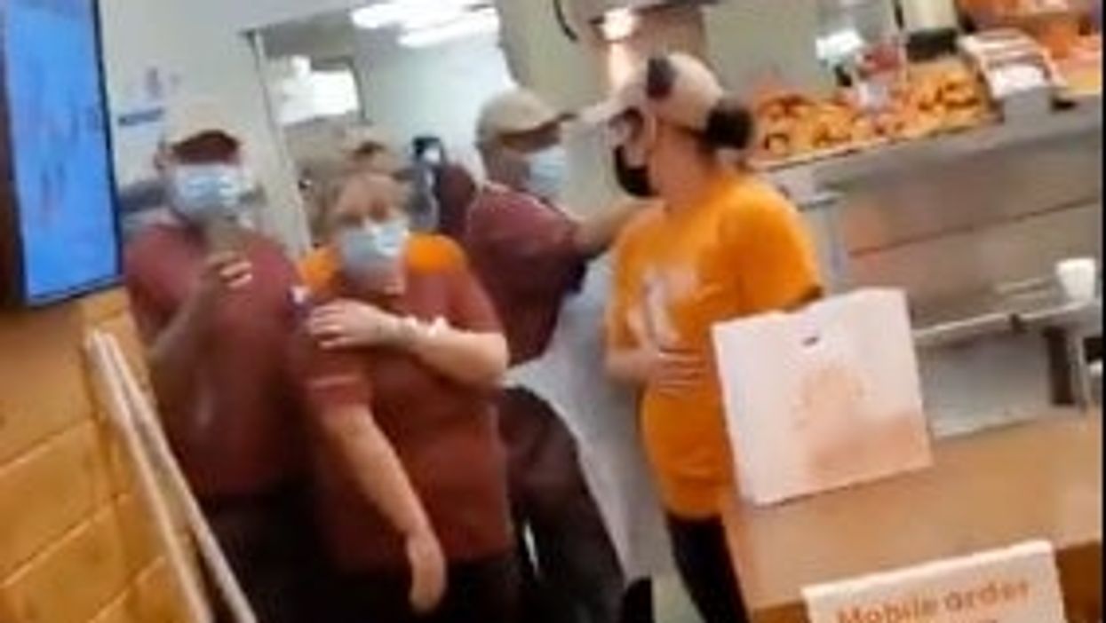 A screenshot from the video of the altercation