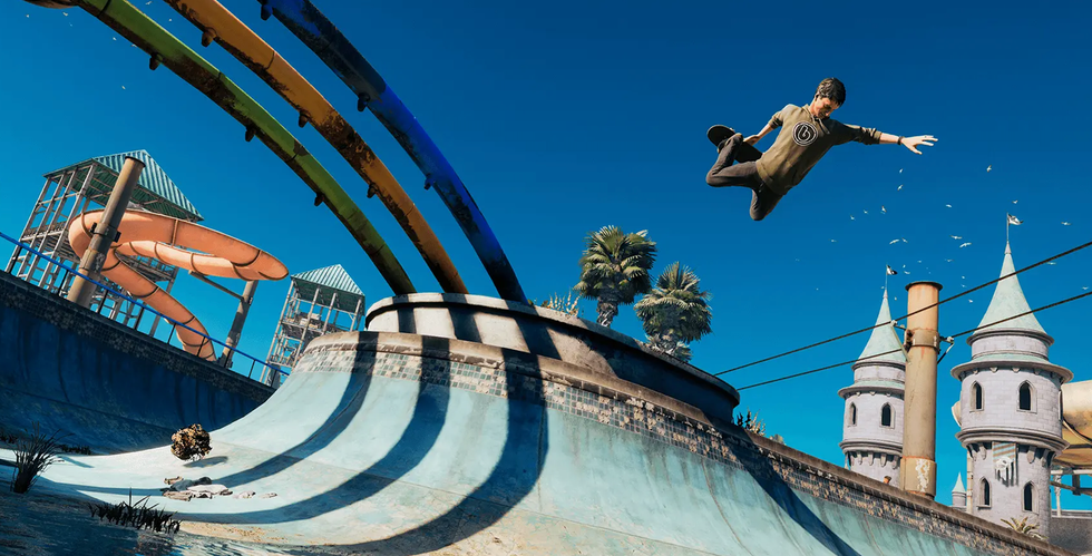 A screenshot from Tony Hawk's Pro Skater 3+4 of Waterpark