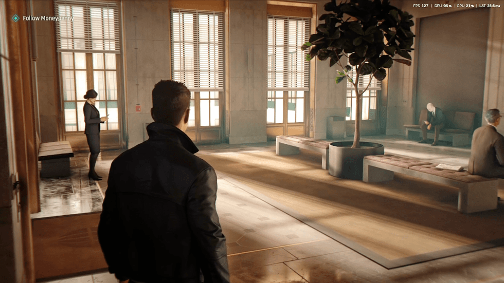 A screenshot of 007 First Light running on PC with Nvidia DLSS 4.5