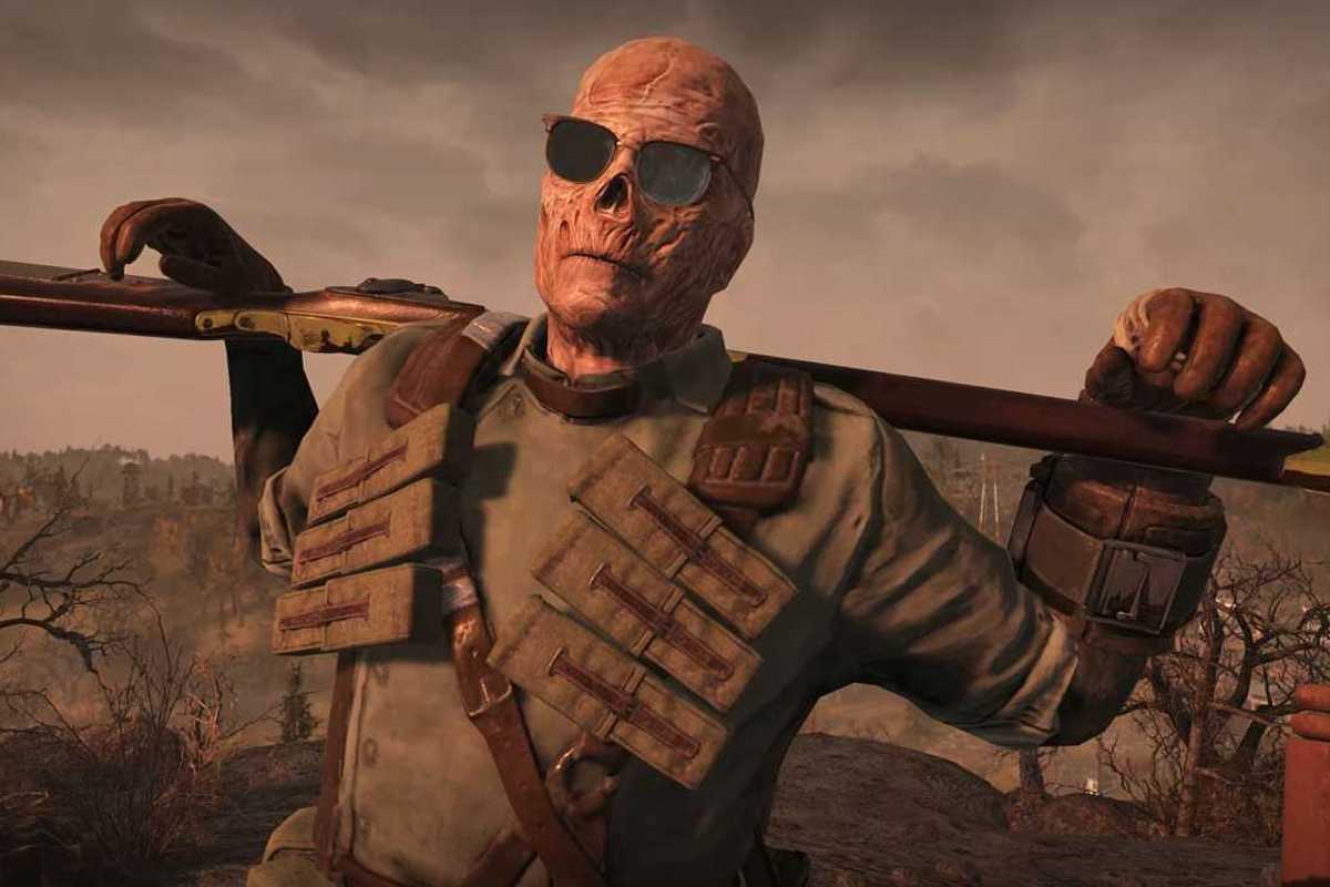 A screenshot of a Ghoul from Fallout 76