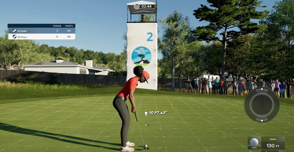 A screenshot of a golfer putting in PGA Tour 2L25