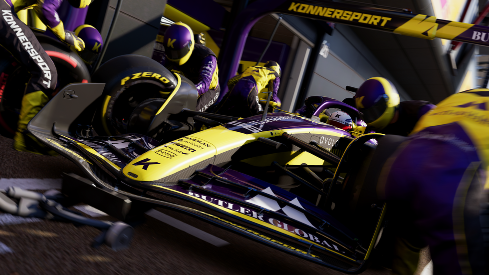 A screenshot of a Konnersport pit stop in EA Sports F1 25's Braking Point 3