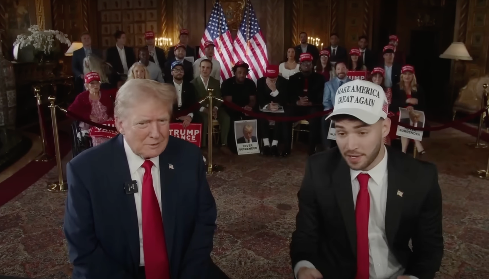 A screenshot of Adin Ross' livestream with Donald Trump