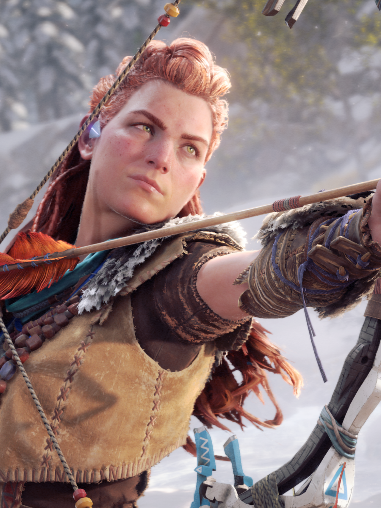 A screenshot of Aloy in Horizon Forbidden West