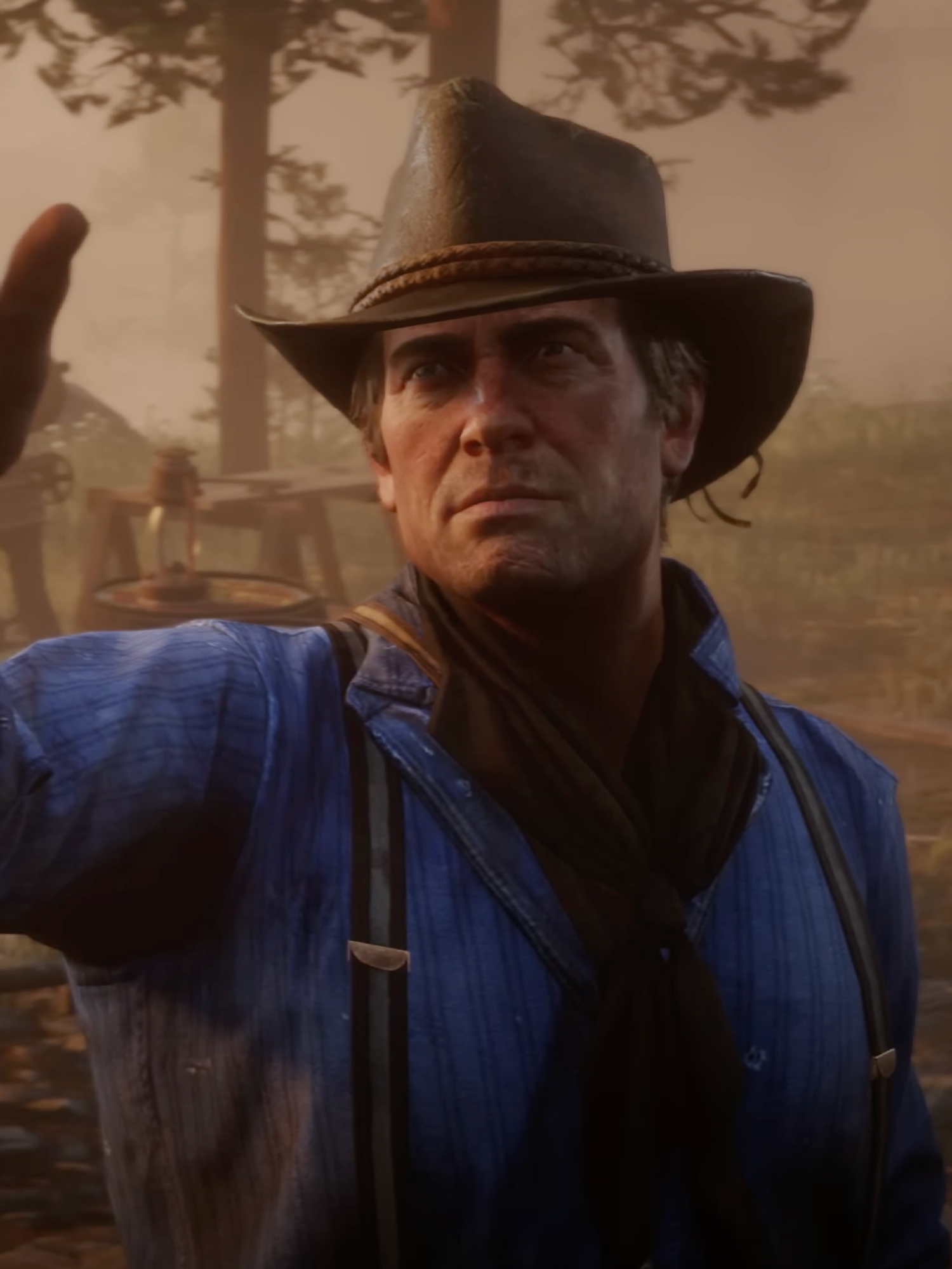A screenshot of Arthur Morgan in the launch trailer for Red Dead Redemption 2