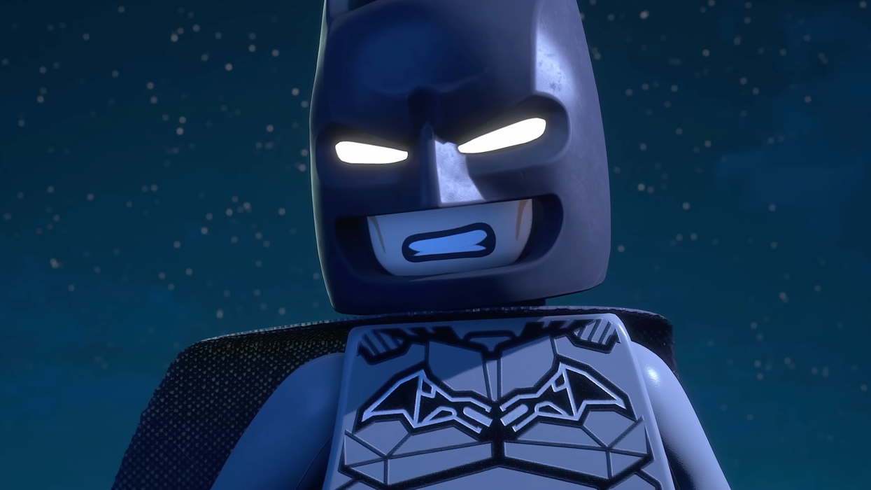 A screenshot of Batman from a LEGO Batman Legacy of the Dark Knight trailer