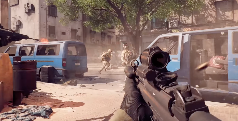 A screenshot of Battlefield 6 gameplay from an official trailer