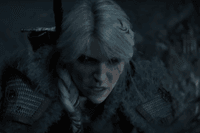 A screenshot of Ciri from The Witcher 4 reveal trailer