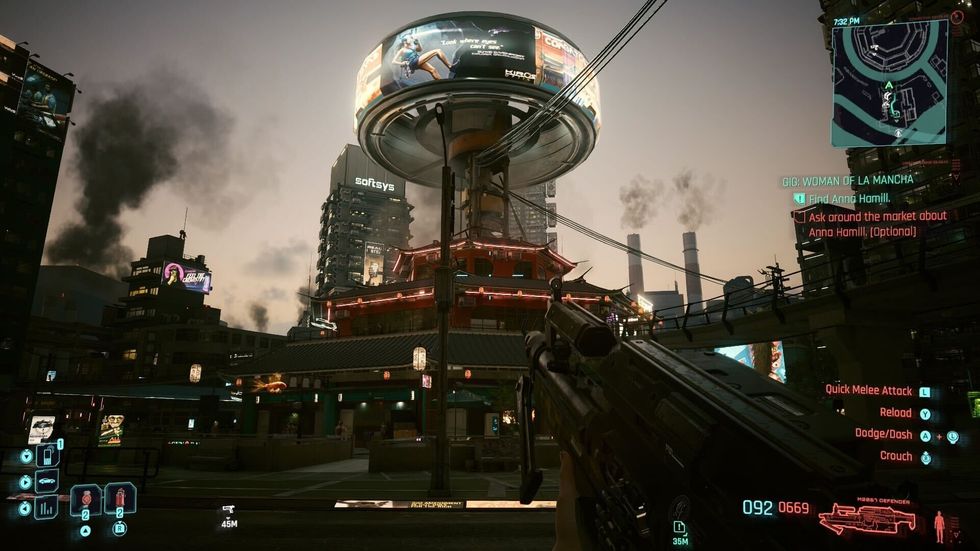 A screenshot of Cyberpunk 2077 on Switch 2